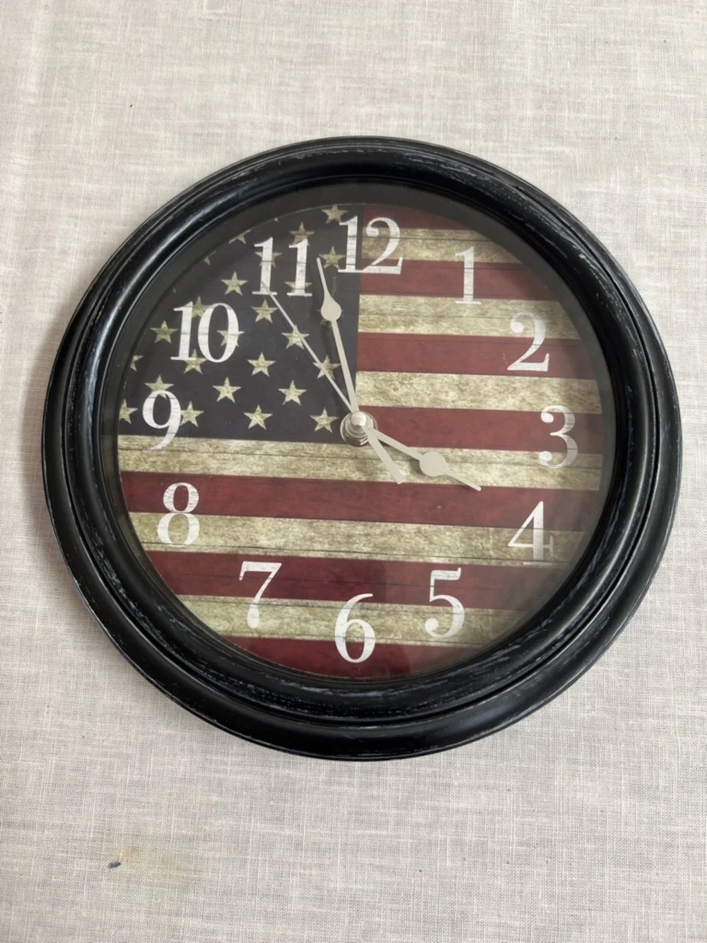 🌞 Patriotic Black Framed American Flag Wall Clock